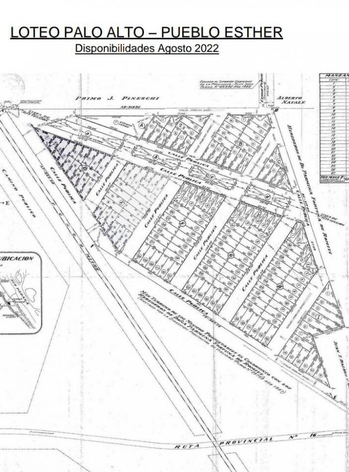 Terrenos loteo Palo Alto Barrio abierto Pueblo Esther de 300 m2 cada uno lotes N°23 y N°24 manzana F se venden juntos o separados